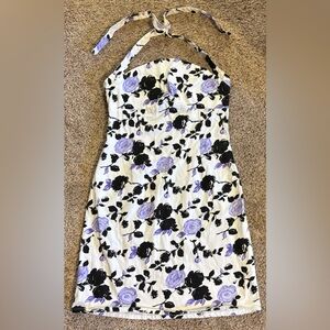 Ruby Rox Halter Dress - Black and Purple Floral